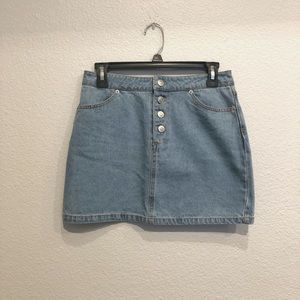Light wash denim jean high waist jean skirt